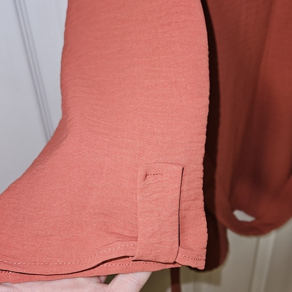 Naif Womens Rustic Red Orange Open Front Blouse with Relaxed Fit & Belt Large - Picture 5 of 15